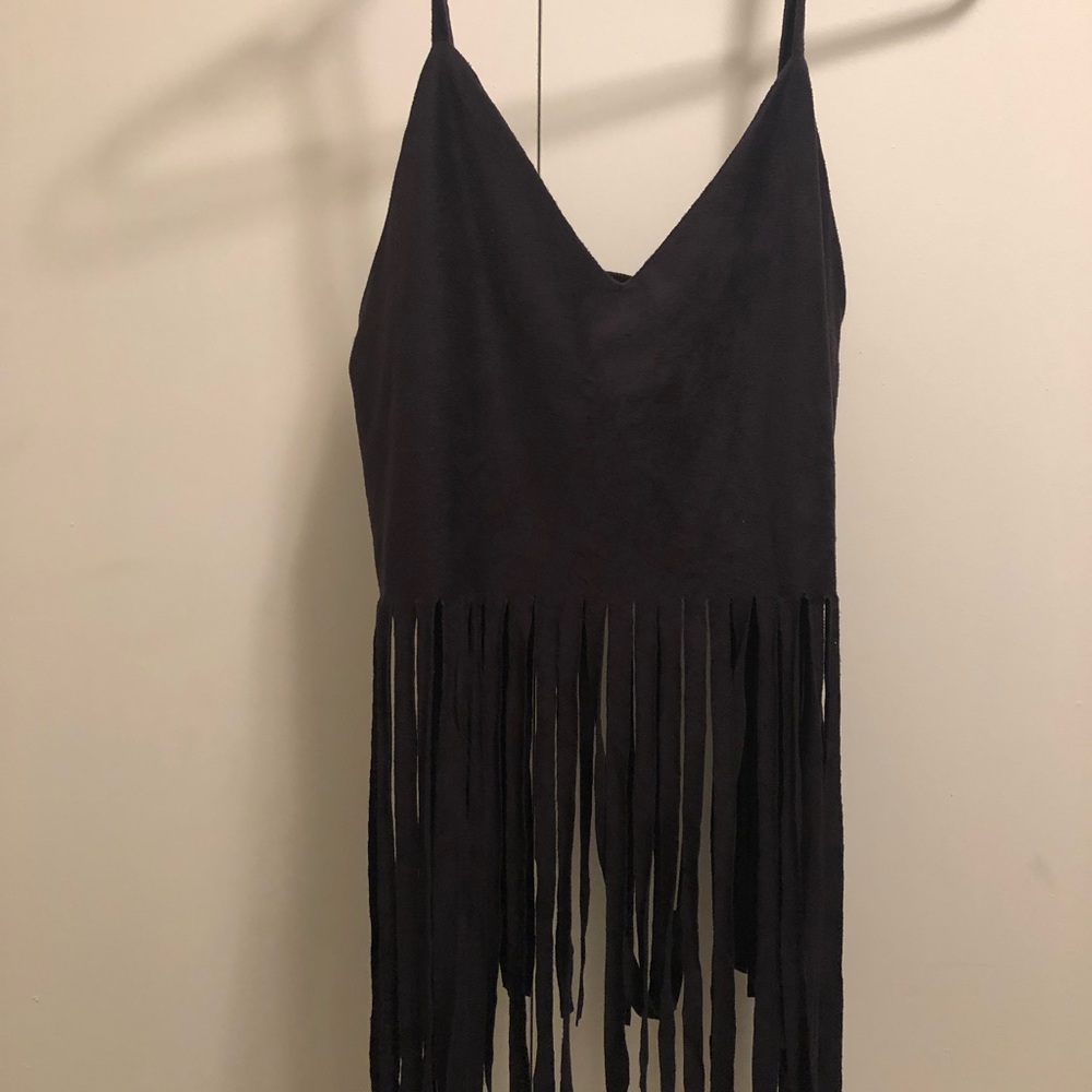Suede bohemian crop top